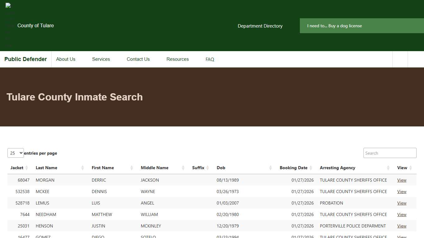 Tulare County Inmate Search Public Defender